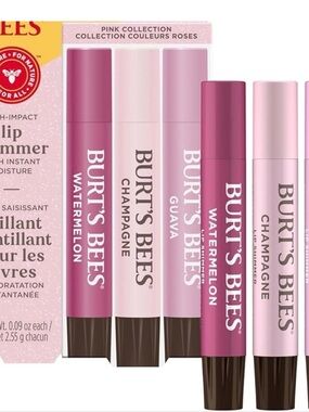 Burt's Bees Pink Lip Shimmers Trio — Watermelon, Champagne, Guava